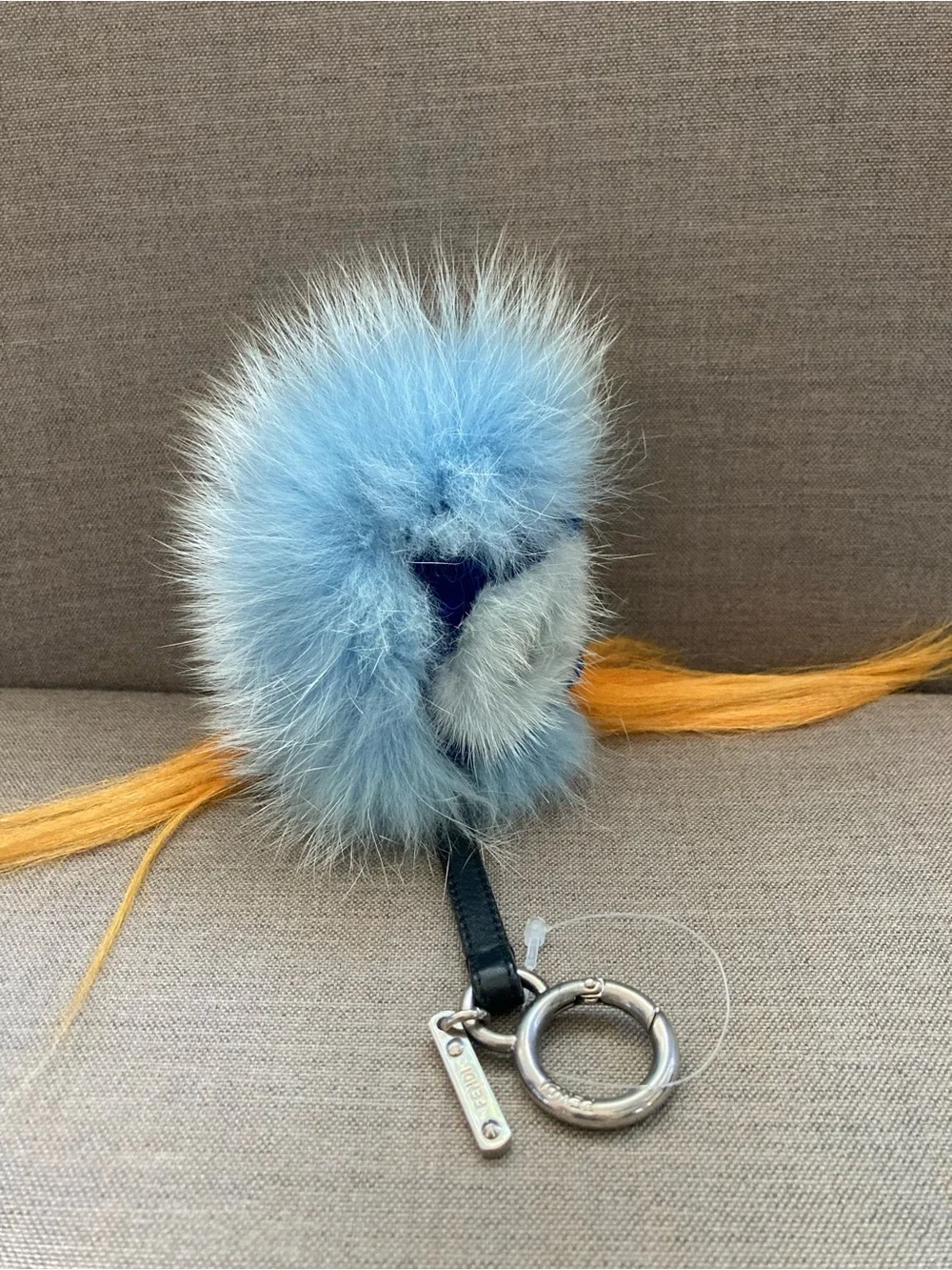 Fendi Blue and Yellow Faux Fur Monster Bag Charm
